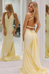 Elegant Spaghetti Strap V-Neck Prom Dresses Satin Mermaid Evening Dress