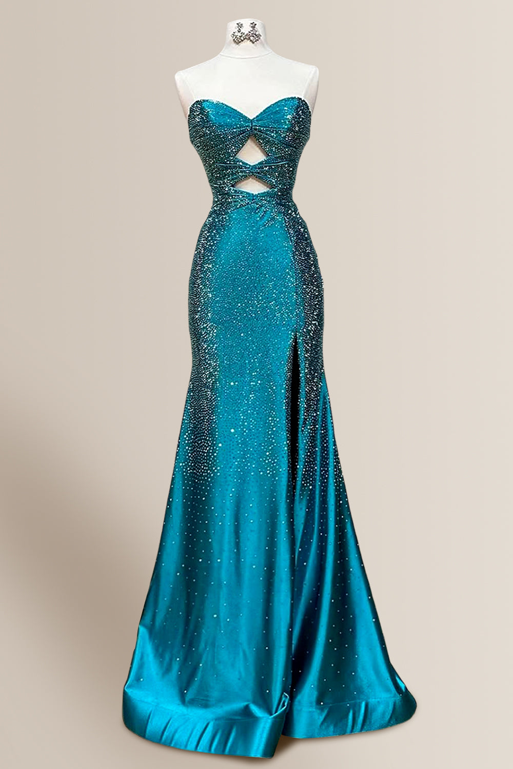 Sexy Dark Blue Mermaid Sweetheart Long Beaded Prom Party Dress