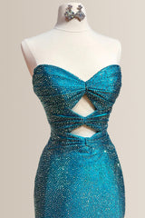 Sexy Dark Blue Mermaid Sweetheart Long Beaded Prom Party Dress