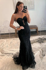 Stunning Sweetheart Backless Mermaid Long Prom Dress with Appliques and Sequin